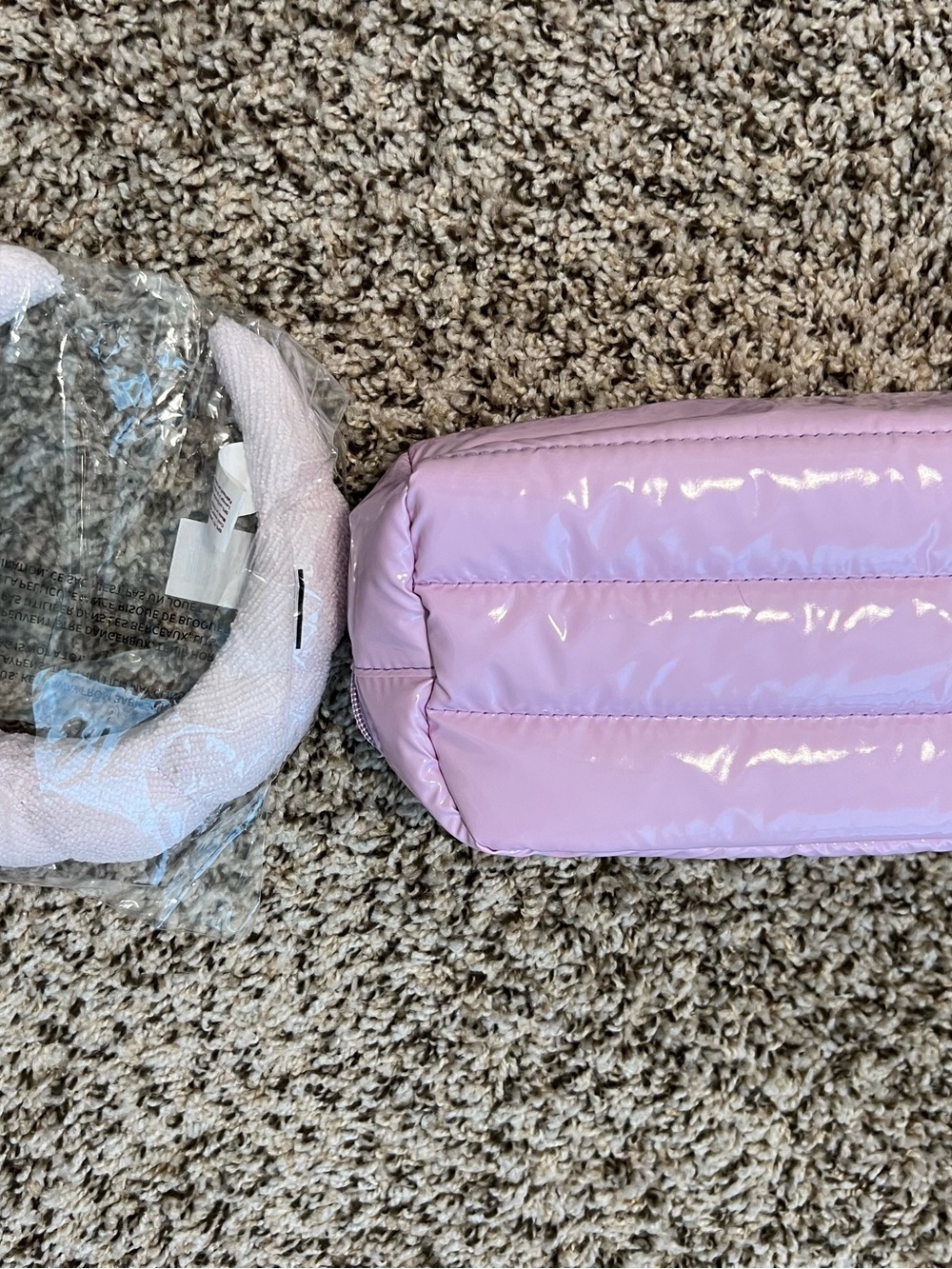 Tarte Lavender Quilted Puffer Crossbody/Clutch and Headband